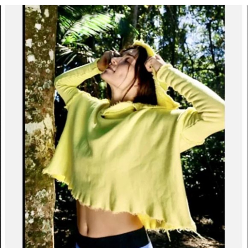 Free People Yellow Hooded Sweater